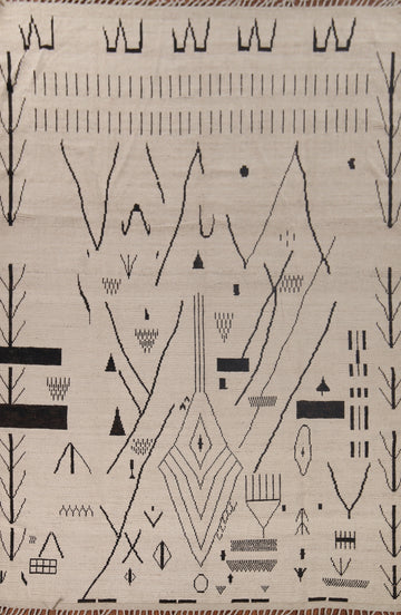 Wool Abstract Moroccan Large Modern Rug 10x15