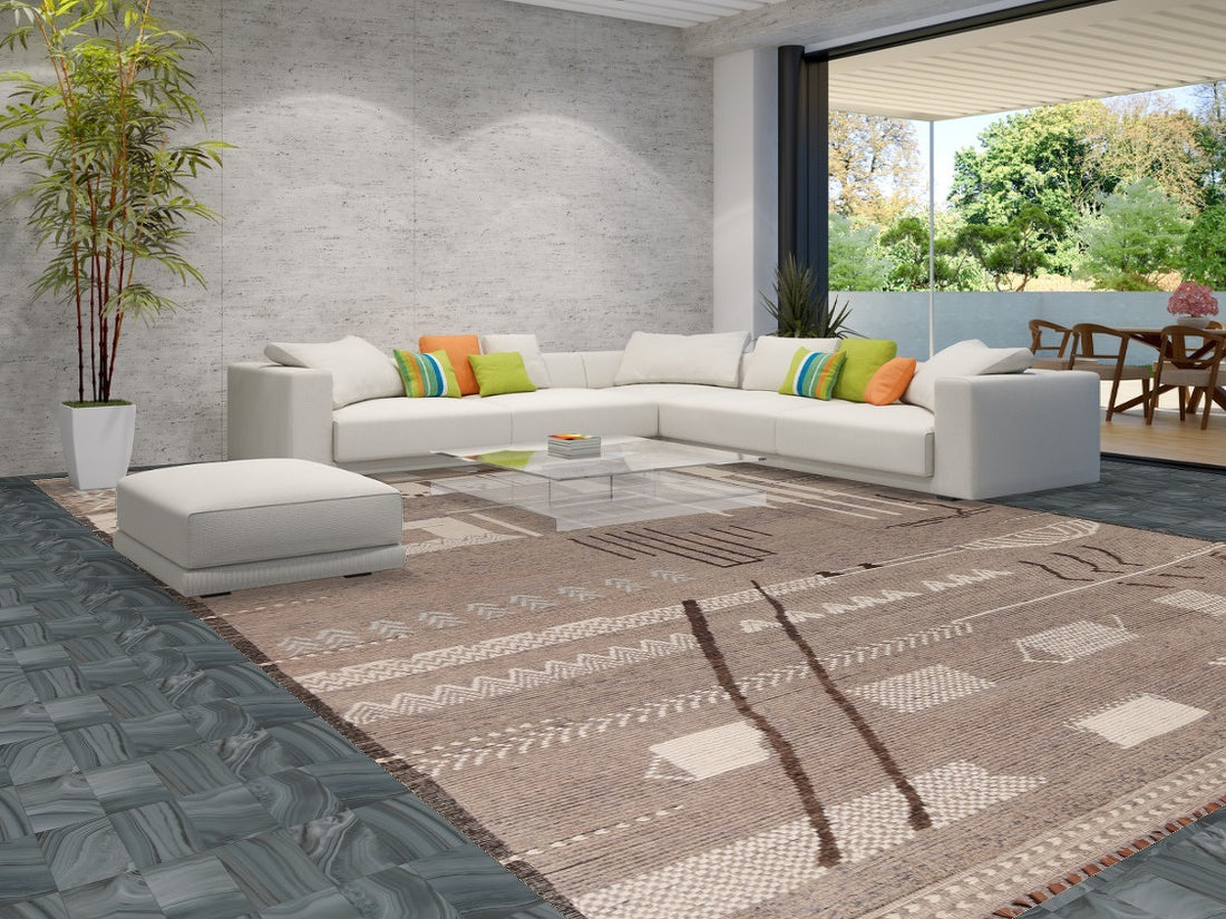 All-Over Abstract Wool Moroccan Palace Size Rug 12x18
