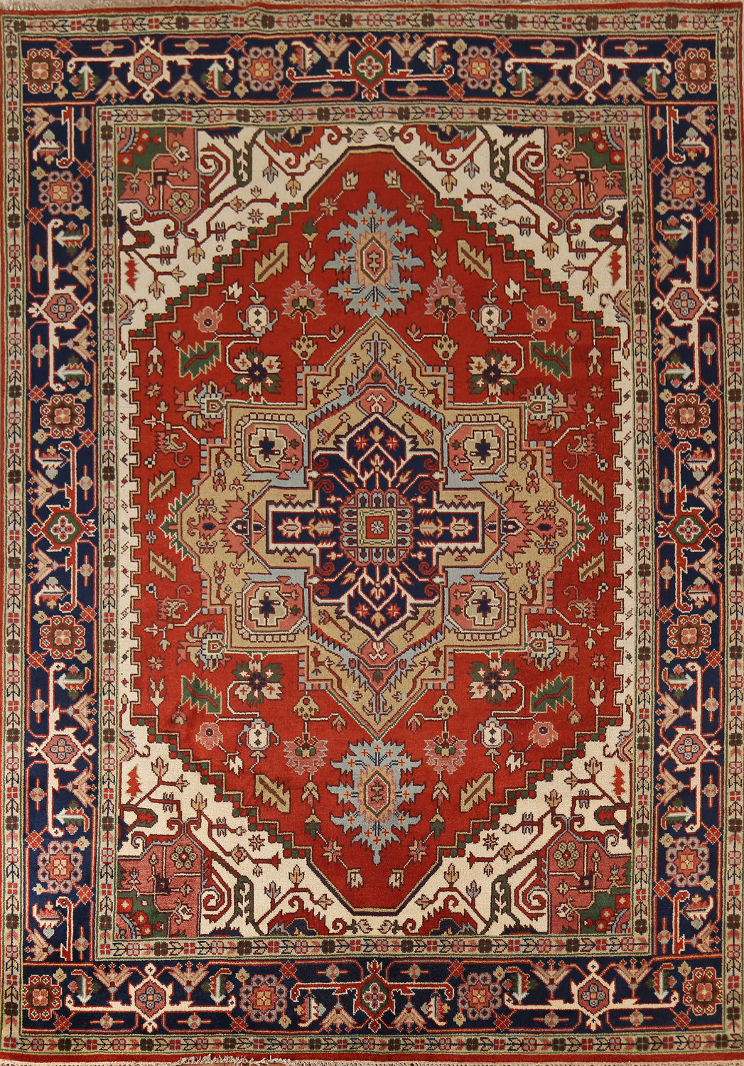 Orange Wool Heriz Serapi Indian Area Rug 9x12