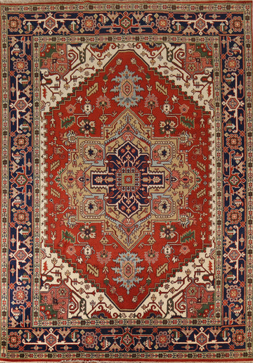 Orange Wool Heriz Serapi Indian Area Rug 9x12