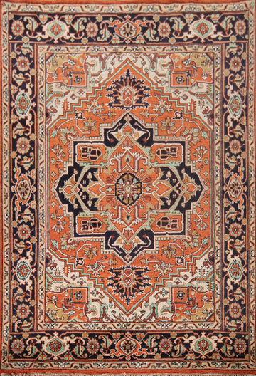 Orange Geometric Heriz Serapi Indian Area Rug 8x10