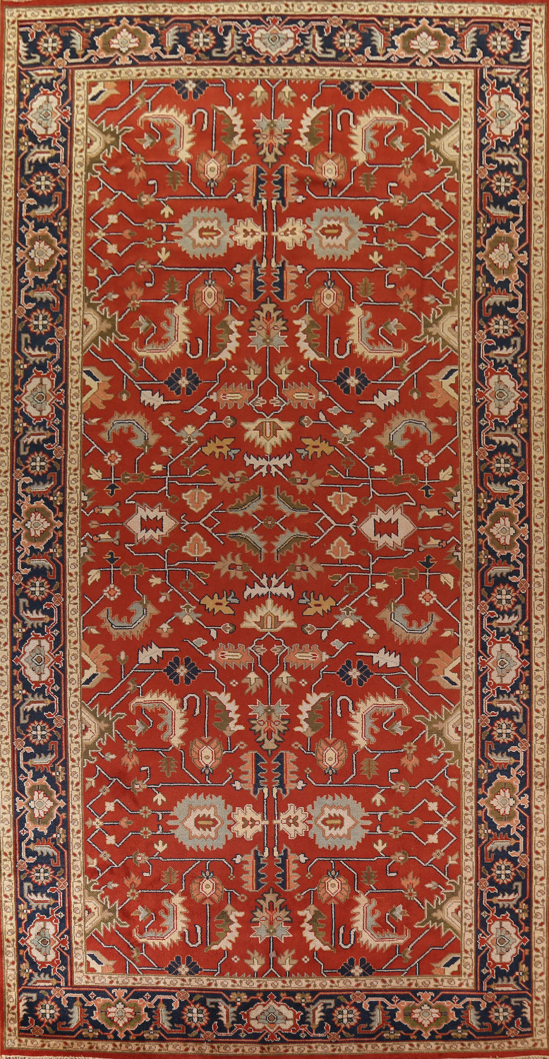 Handmade Floral Heriz Serapi Indian Large Rug 9x18