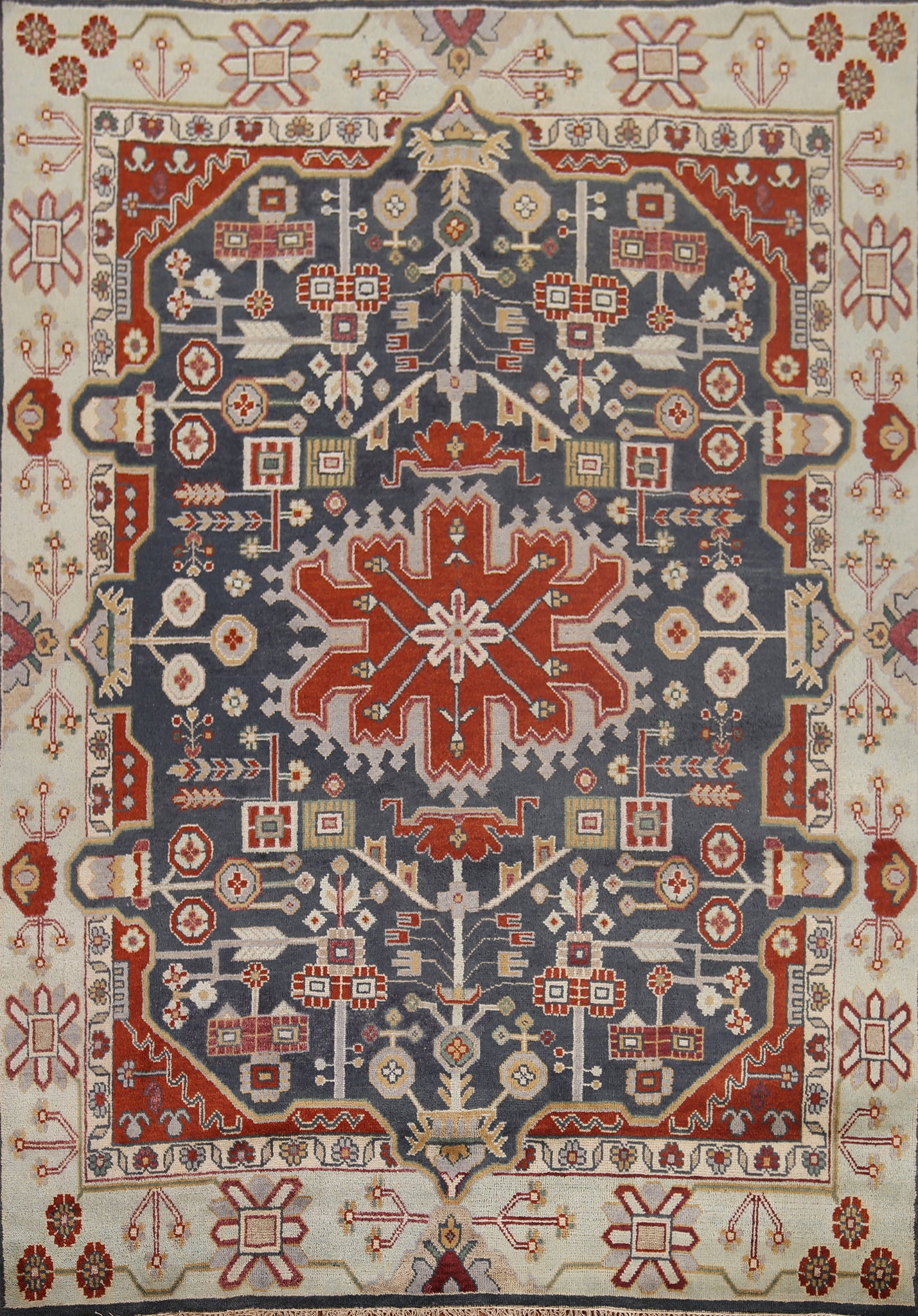 Blue Geometric Kazak Indian Area Rug 8x10