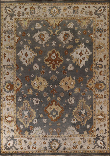 Handmade Gray Floral Oushak Oriental Area Rug 9x12