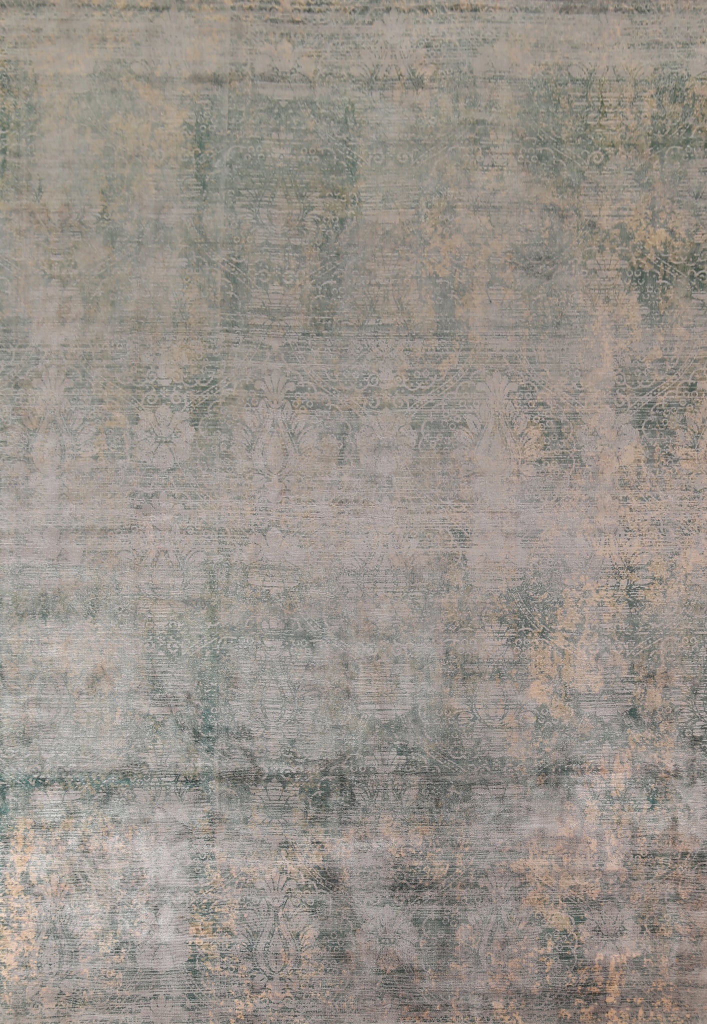 Handmade Green Abstract Indian Large Rug 9X12