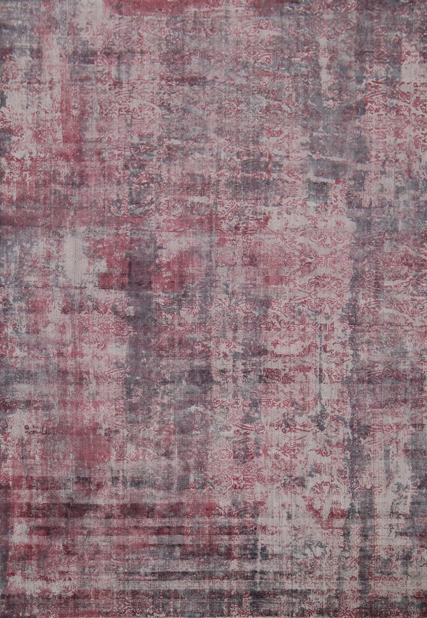 All-Over Red & Gray Abstract Indian Area Rug 8x10
