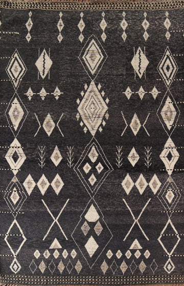 Black Geometric Moroccan Oriental Area Rug 9x13