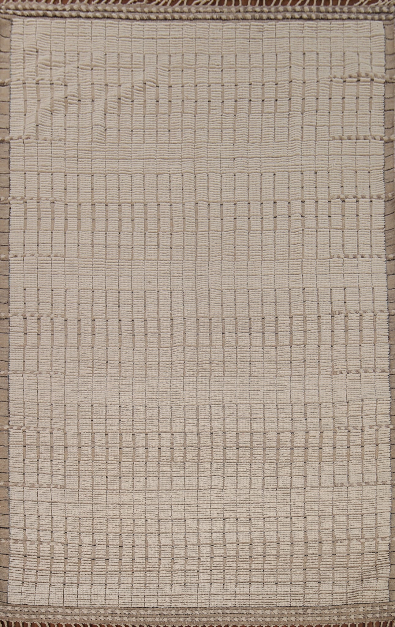 Earth Tone Wool Moroccan Modern Area Rug 7x11