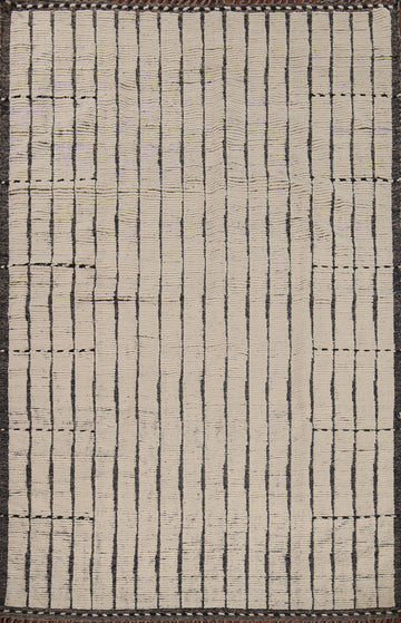 Striped Wool Moroccan Oriental Area Rug 8x11