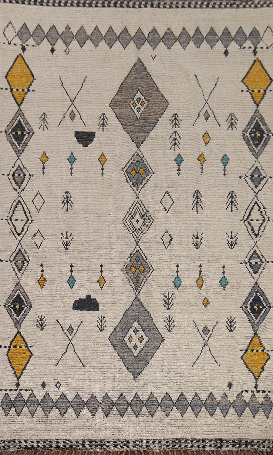 Handmade Geometric Moroccan Wool Area Rug 7x11