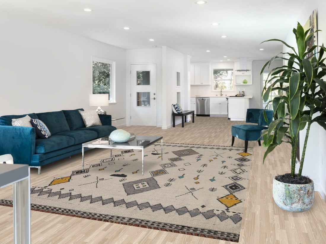 Handmade Geometric Moroccan Wool Area Rug 7x11