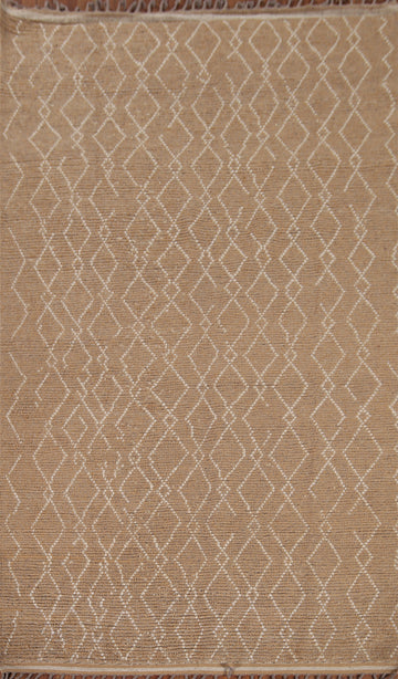 Earth Tone Wool Moroccan Oriental Area Rug 6x10