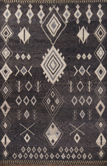 Black Geometric Moroccan Oriental Area Rug 8x12