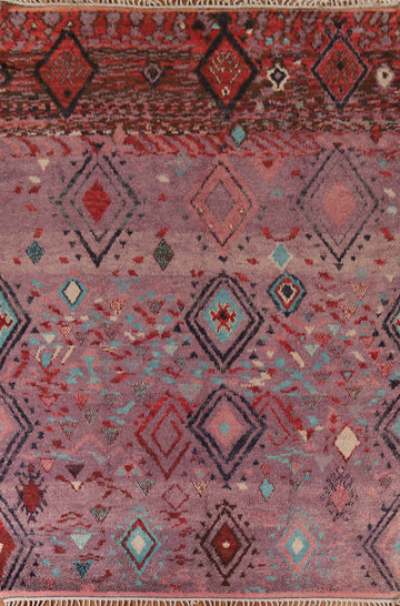 Handmade Plush Purple Moroccan Abstract Area Rug 9x13