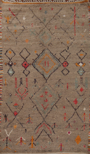 Handmade Brown Plush Moroccan Wool Area Rug 6x10