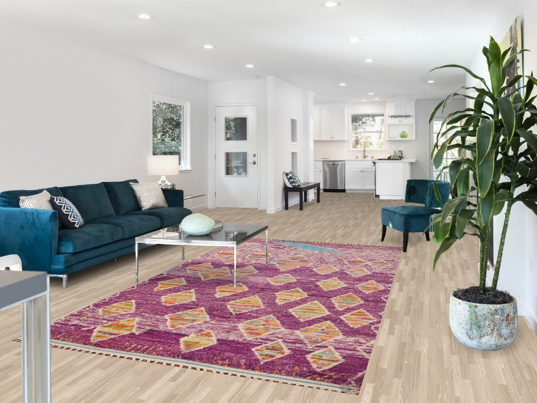 Geometric Purple Moroccan Abstract Area Rug 6x10