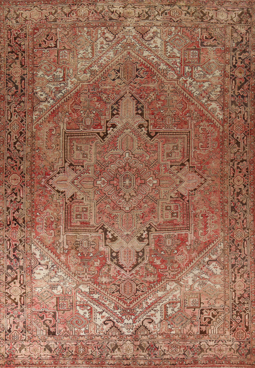 Red & Pink Geometric Heriz Persian Area Rug 8x11