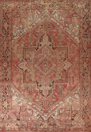 Red & Pink Geometric Heriz Persian Area Rug 8x11