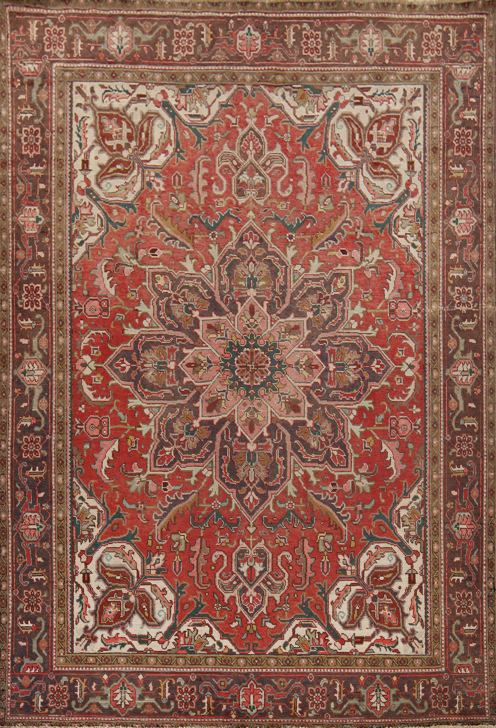 Vintage Geometric Heriz Persian Area Rug 8x11