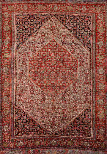 Pre-1900 Vegetable Dye Senneh Haftrang Masterpiece Persian Rug 4x6