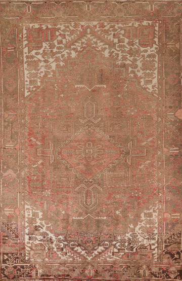 Handmade Wool Geometric Heriz Persian Area Rug 7x11