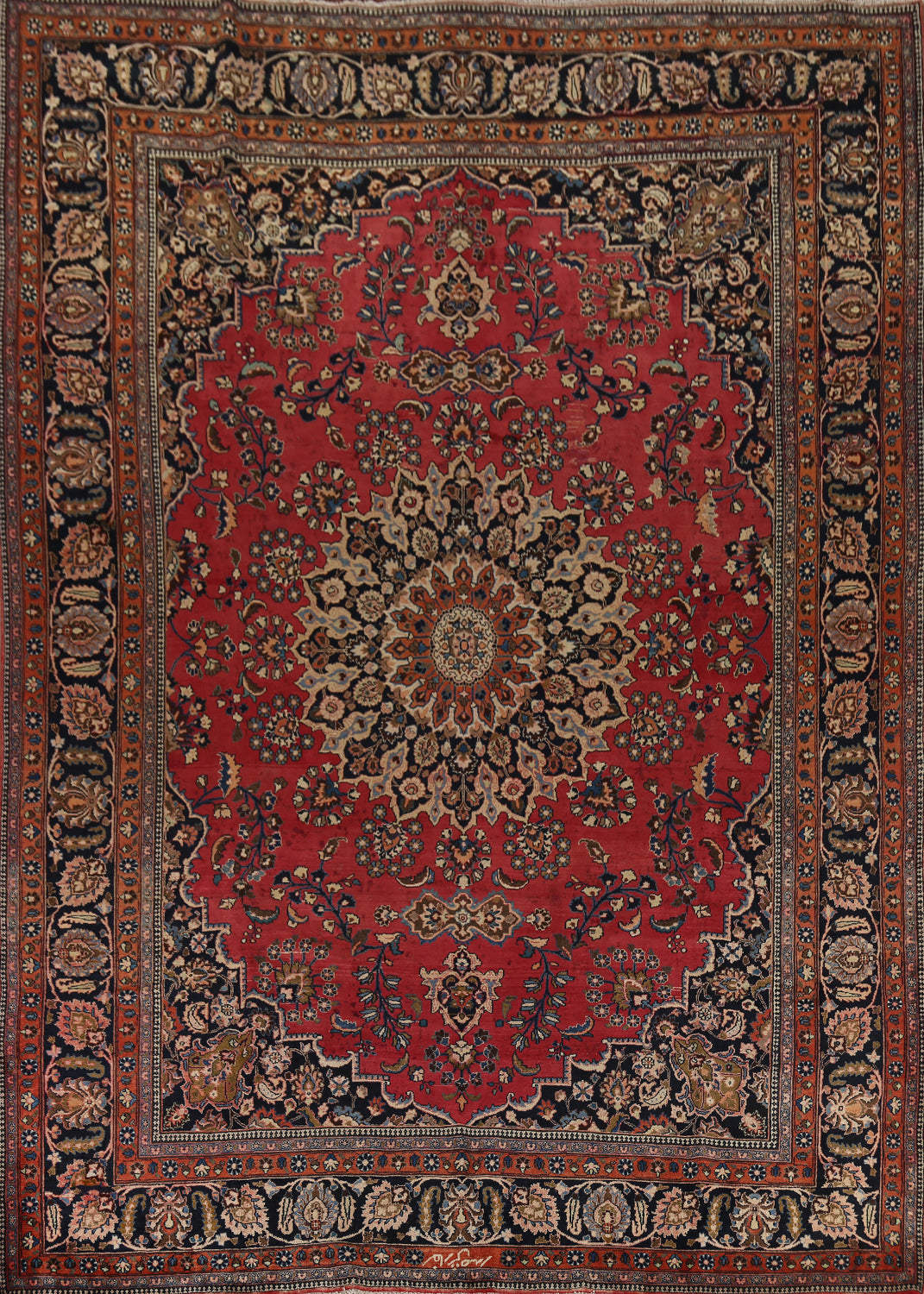 Red & Pink Handmade Mashad Persian Area Rug 10x13