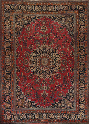 Red & Pink Handmade Mashad Persian Area Rug 10x13
