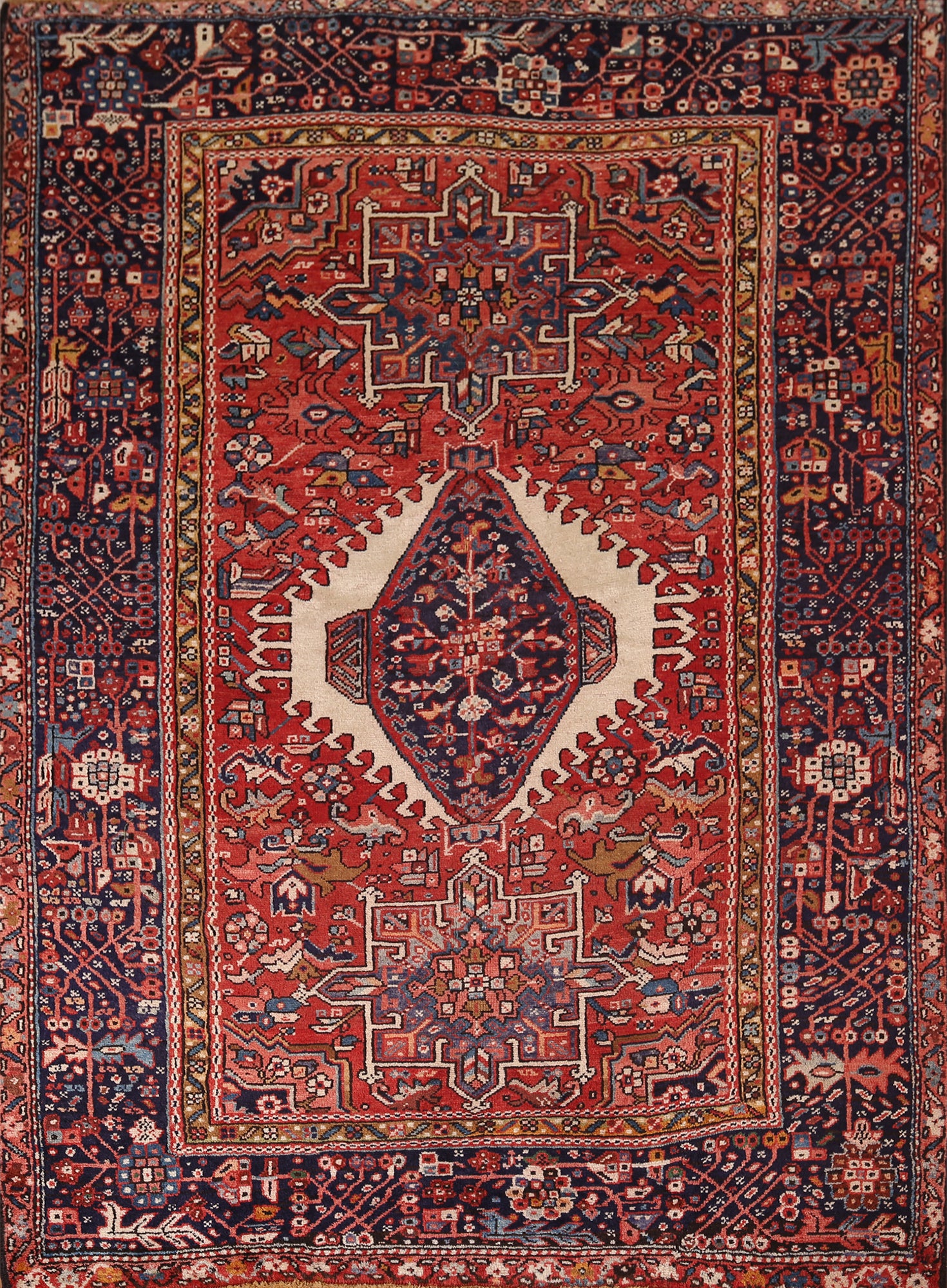 Tribal Geometric Red Gharajeh Persian Rug 5x6