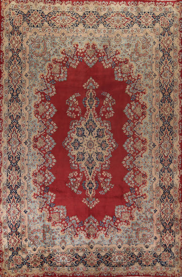 Handmade Floral Kerman Persian Large Rug 10x14