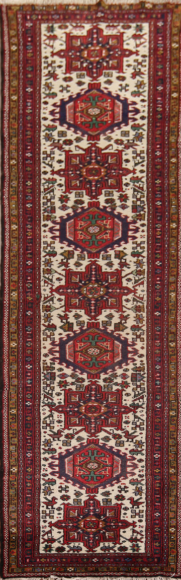 Tribal Geometric Gharajeh Persian Runner Rug 3x10