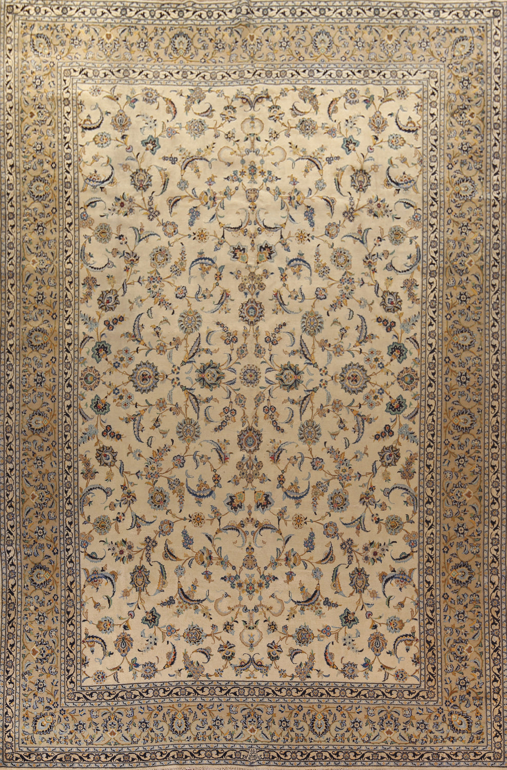 Handmade All-Over Floral Kashan Large Persian Rug 11x16