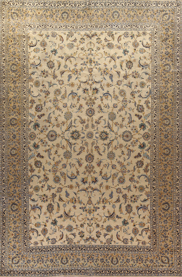 Handmade All-Over Floral Kashan Large Persian Rug 11x16
