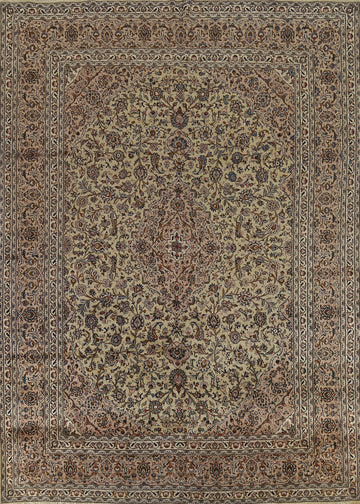 Traditional Green Kashan Persian Area Rug 10x12