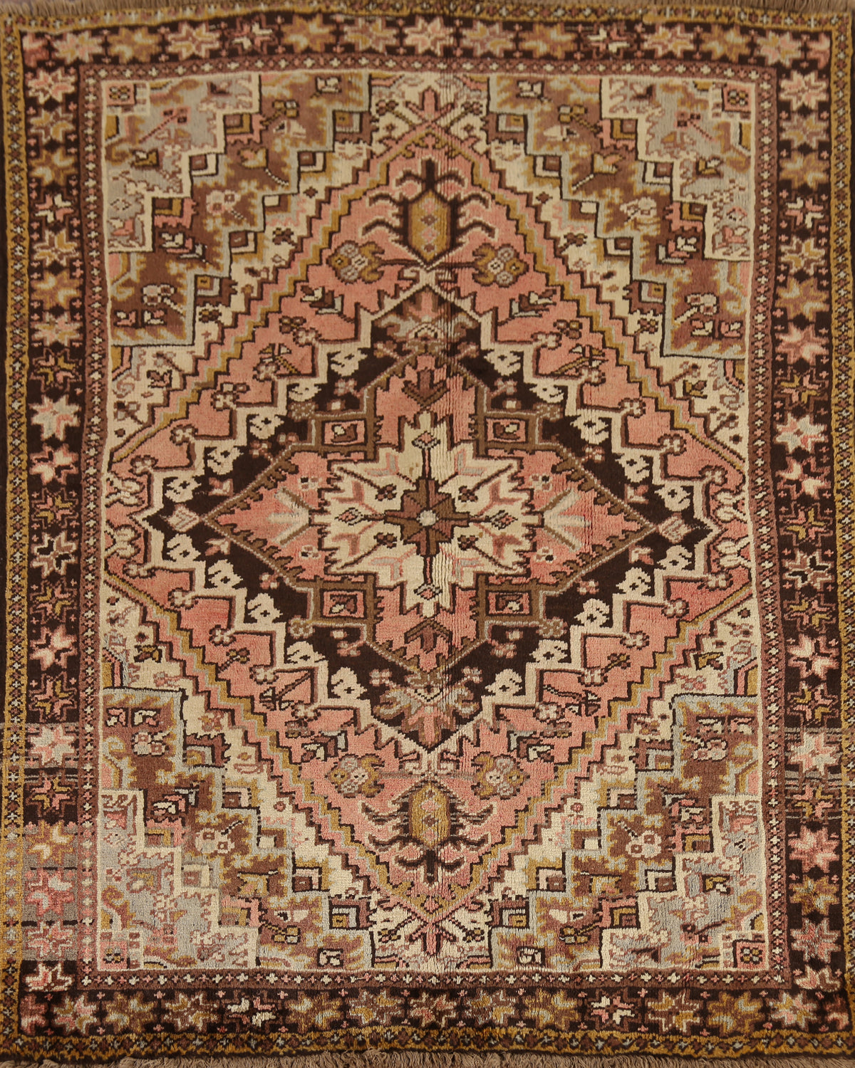 Geometric Wool Heriz Persian Square Rug 5x5