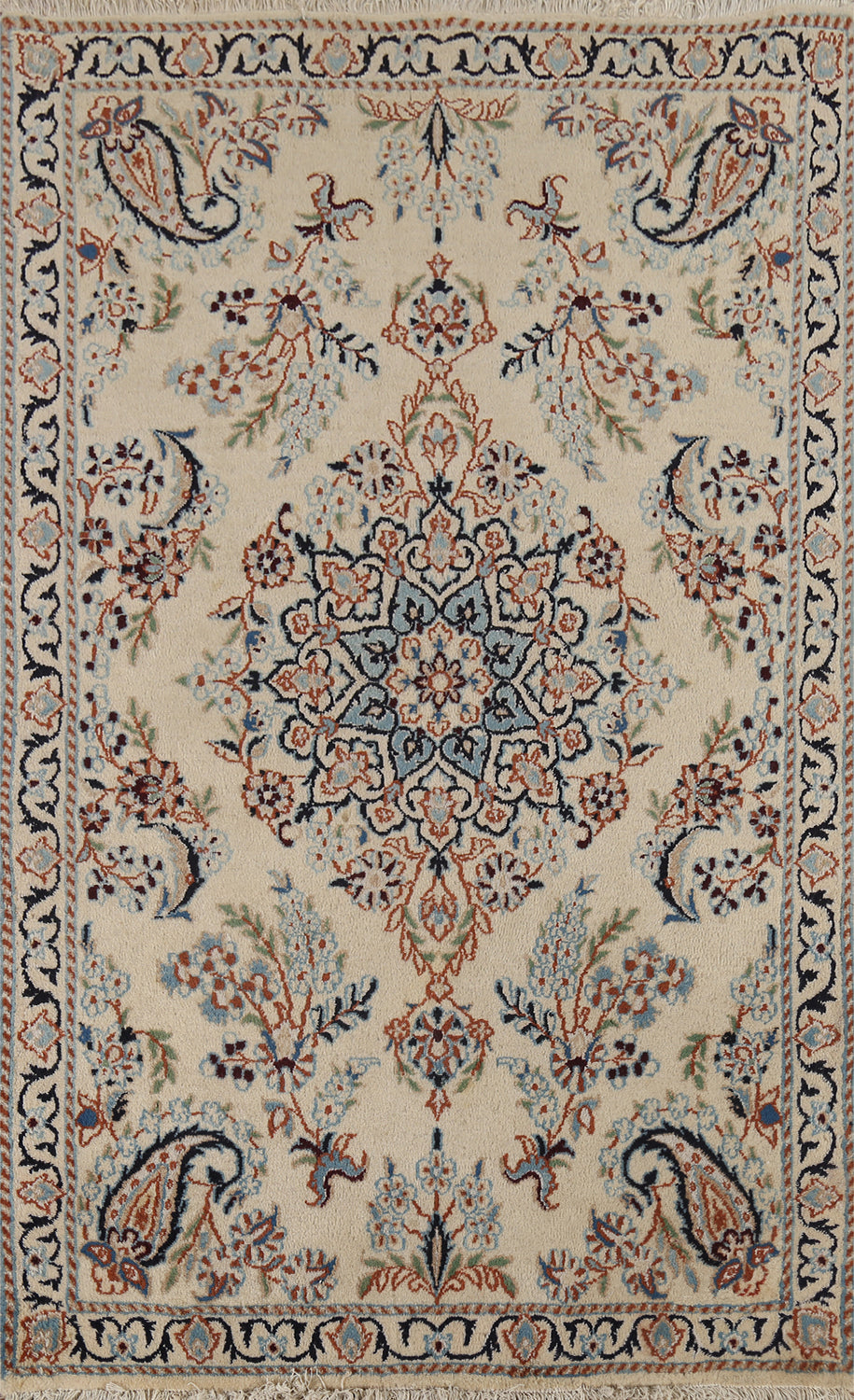 Handmade Floral Nain Persian Accent Rug 3x4