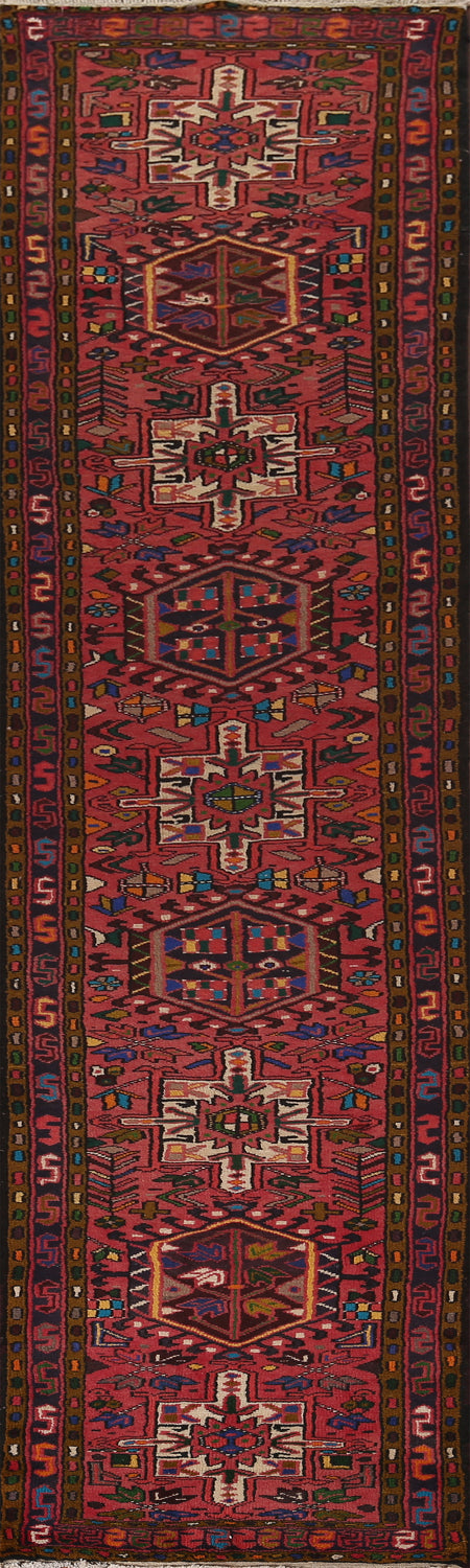 Tribal Geometric Gharajeh Persian Runner Rug 2x11