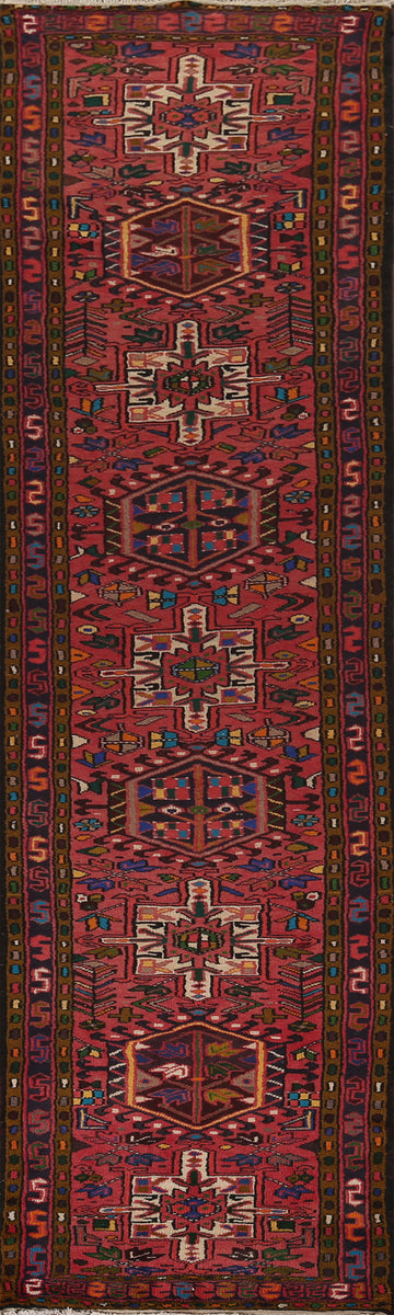 Tribal Geometric Gharajeh Persian Runner Rug 2x11