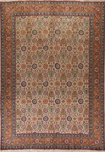 All-Over Floral Tabriz Persian Area Rug 10x13