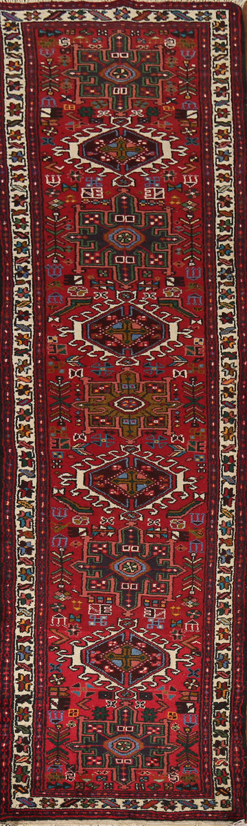 Tribal Geometric Gharajeh Persian Runner Rug 2x10