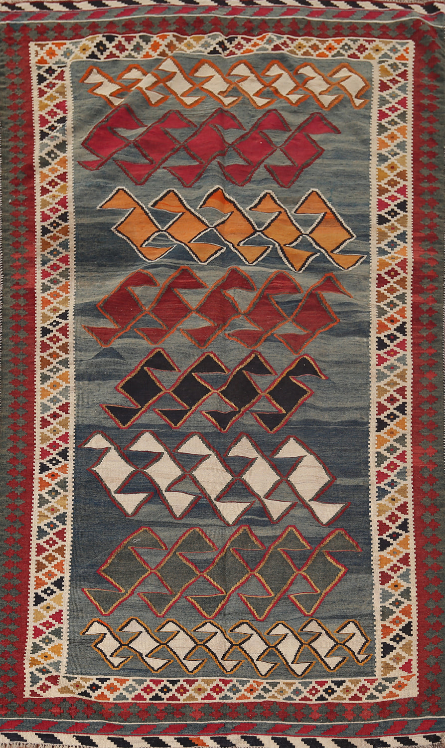 Vegetable Dye Kilim Qashqai Persian Area Rug 5x9