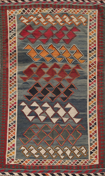 Vegetable Dye Kilim Qashqai Persian Area Rug 5x9