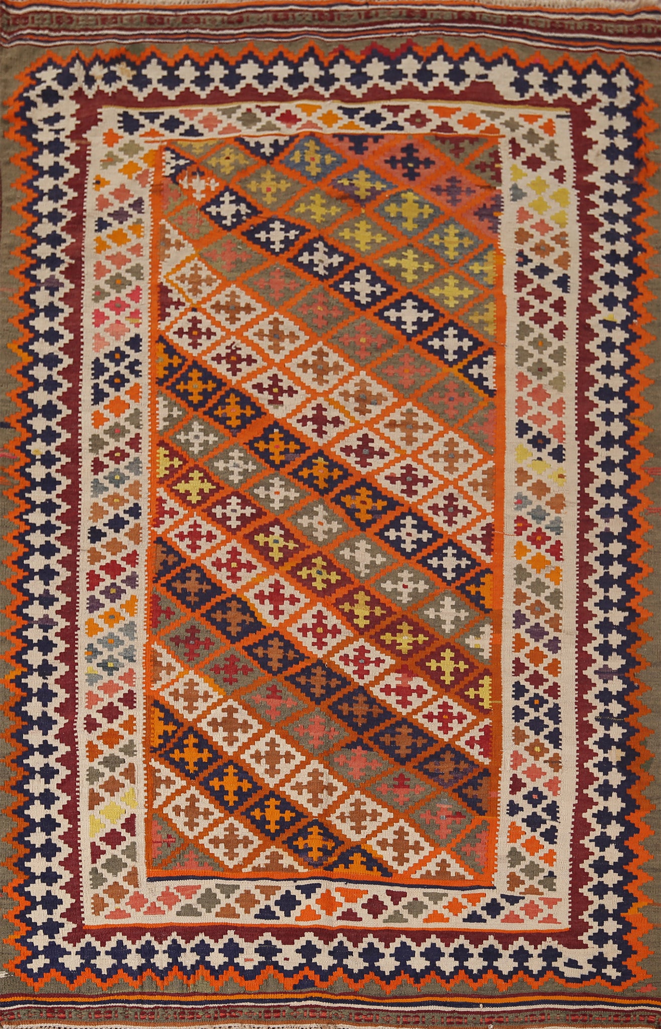 Vegetable Dye Kilim Qashqai Persian Area Rug 5x8