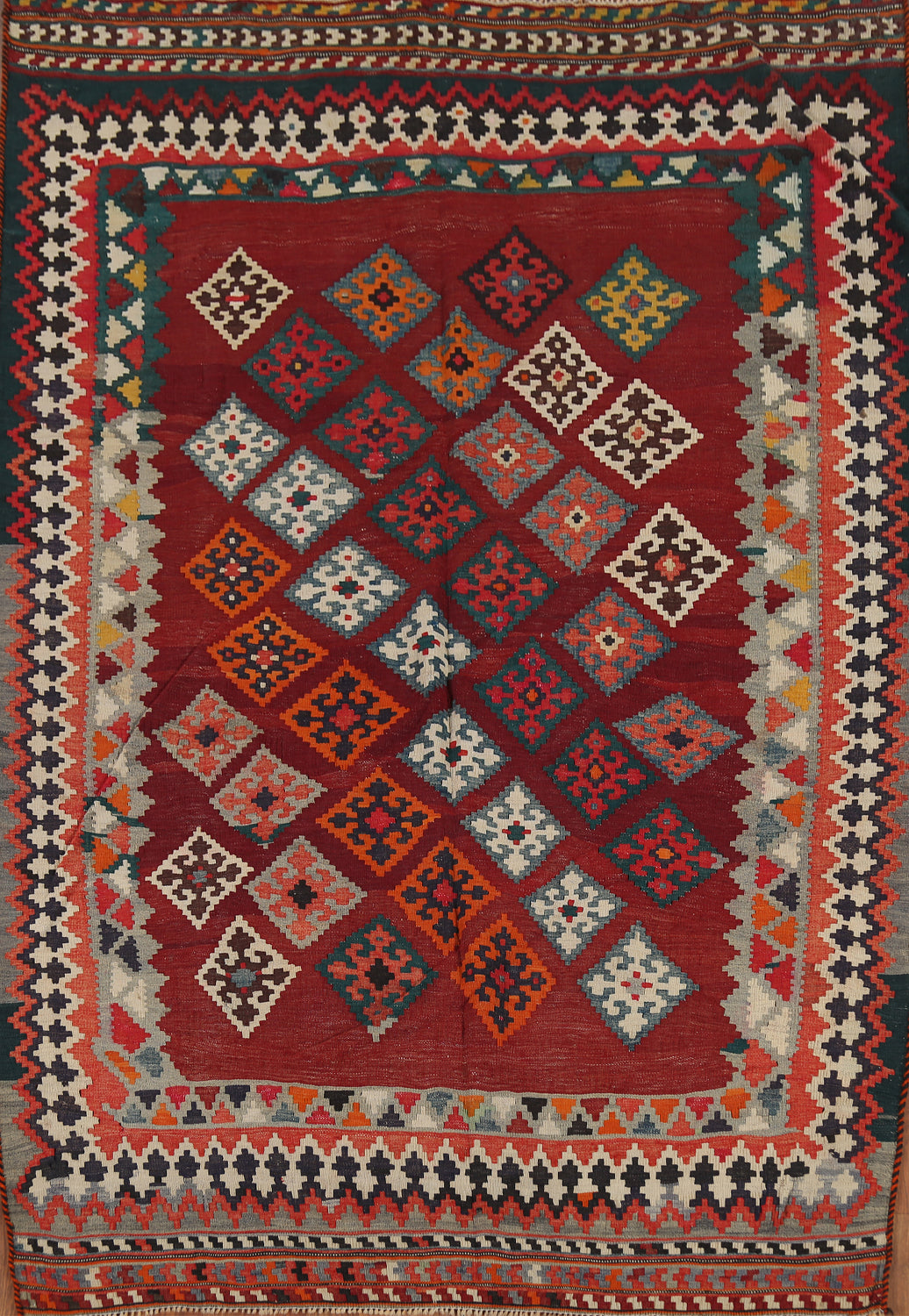 Vegetable Dye Red Kilim Qashqai Persian Rug 5x7