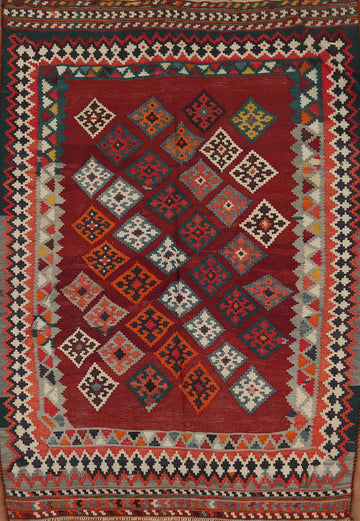 Vegetable Dye Red Kilim Qashqai Persian Rug 5x7