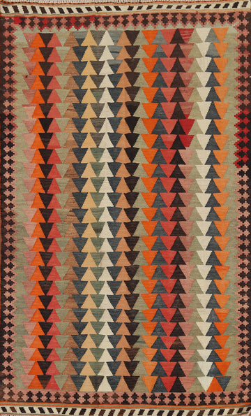 Vegetable Dye Kilim Qashqai Flat Pile Persian Rug 4x7