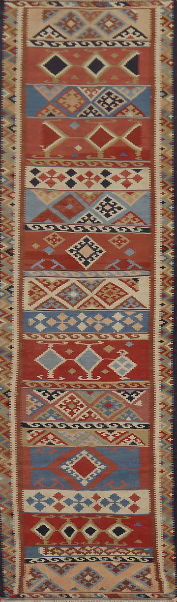 Vegetable Dye Kilim Qashqai Persian Runner Rug 3x13