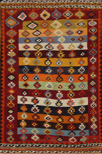 Flat Weave Vegetable Dye Kilim Qashqai Persian Rug 5x7