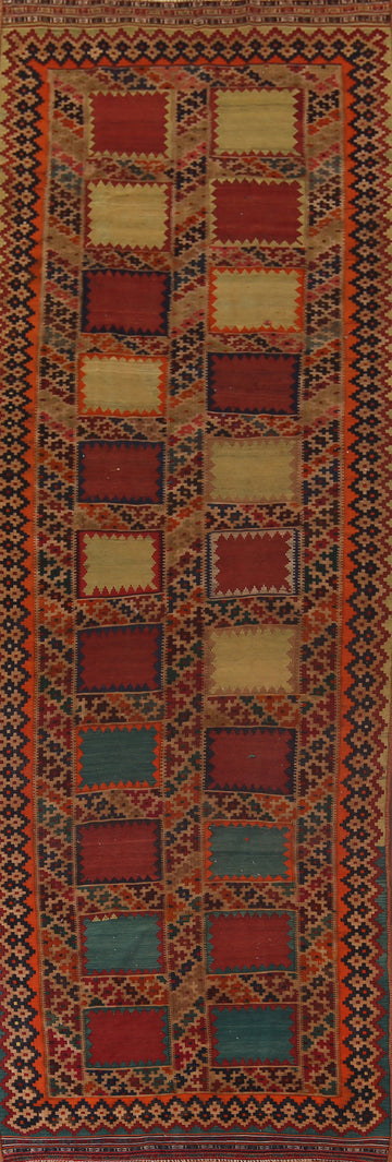 Vegetable Dye Kilim Qashqai Persian Runner Rug 5x16
