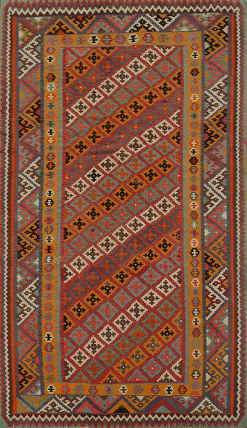Vegetable Dye Kilim Qashqai Nomadic Persian Rug 5x9