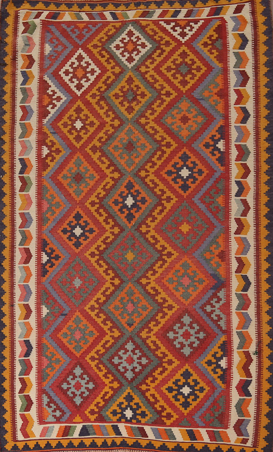 Vegetable Dye Kilim Qashqai Persian Area Rug 5x9